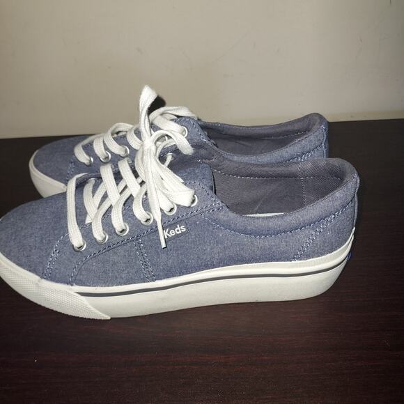 Keds Women's Sneakers 6.5M Platform Lace Up Low Top Jump Kick Duo Chambray Blue - Picture 2 of 15